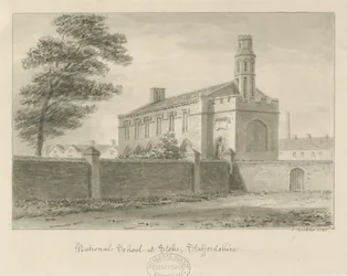 Stoke-upon-Trent - Kansalliskoulu: seepiapiirros, 1840