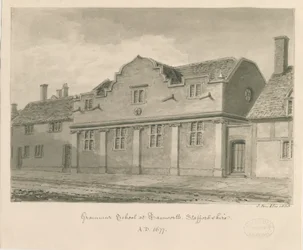 Tamworth - Grammar School: seepiapiirustus, 1838