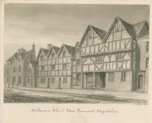 Tamworth - Old Houses in Church Street: seepiapesupiirros, 1838