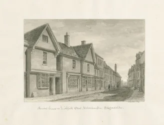 Wolverhampton - Muinaiset talot Lichfield Streetillä: seepiapiirros