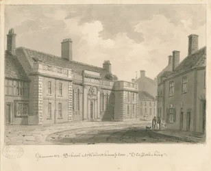 Wolverhampton - Grammar School: seepiapiirustus, 1837