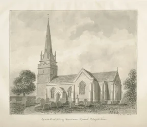 Wombournen kirkko: seepiapiirustus, 1845