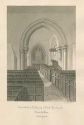 Worcestershire - Droitwich - Dodderhill Church Sisustus: seepiapiirustus