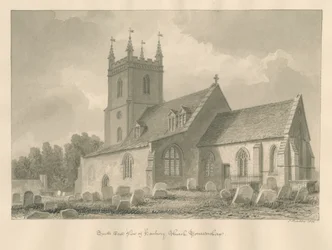 Worcestershire - Hanbury Church: seepiapiirustus, 1833