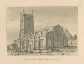 Yorkshire - Skipton Church: seepiapiirustus, 1818
