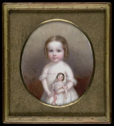 Pieni tyttö nuken kanssa, n. 1854.