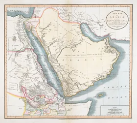 Uusi Arabian kartta, mukaan lukien Egypti, Abessinia, Punainenmeri  c.  c.  c. viimeisimpien viranomaisten mukaan.