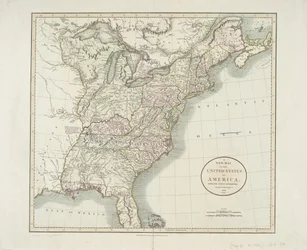 Uusi Amerikan yhdysvaltojen kartta viimeisimmiltä viranomaisilta, 1806