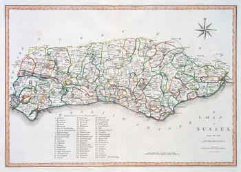 Sussexin kartta, 26. maaliskuuta 1805 (käsinvärinen kaiverrus)