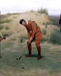 Saarnojen aikana, yksityiskohta golfarista, 1896