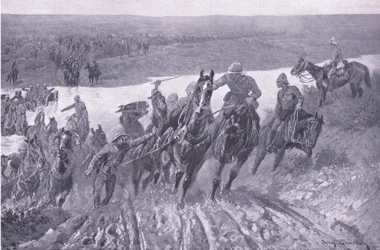 Tykistö ryöstää kaledonia Kareepoort Driftissä, kuva elokuvasta After Pretoria: The Guerilla War, 1902