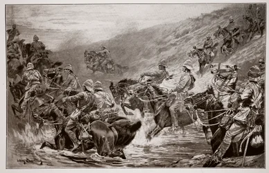 The Dash for Kimberley – 10th Hussars Crossing Clip Drift, G.D. Gilesin (fl.1890) luonnoksen jälkeen