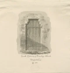Armitagen kirkko - North Doorway: seepiapiirros, 1823