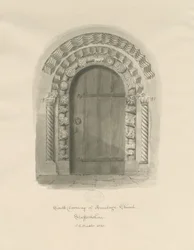 Armitagen kirkko - South Doorway: seepiapiirros