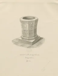 Fontti Penkridge Churchissa: seepiapiirros, 1841