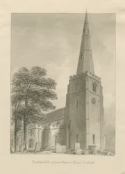 Lichfield - Pyhän Mikaelin kirkko: seepiapiirros