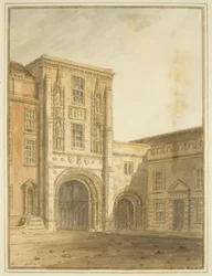 North View of the College Gateway (akvarelli kynällä paperille)