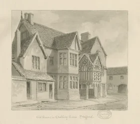 Stafford - Old Houses in Crabbery Lane: seepiapiirros, 1841