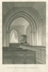 Worcestershire - Droitwich - Dodderhill Church Sisustus: seepiapiirustus