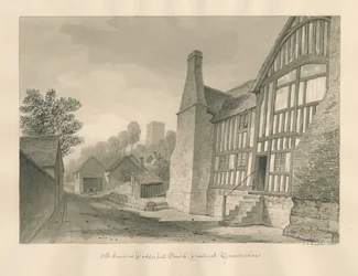 Worcestershire - Droitwich - Dodderhill Old House: seepiapiirustus