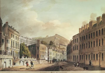 Axford and Paragon Buildings from "Bath, Illustrated by a Series of Views", kaiverrus I. Hill, 1806 (akvatinta)