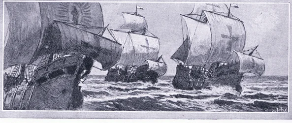 Henry Hudsonin viimeinen matka - 1610. Kapinoivan miehistön merelle ajelehtimaan jättämä, Newnes Pictorial Knowledge, julkaisija Newnes, noin 1950-luku