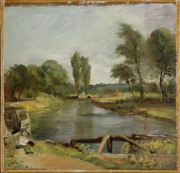 Flatford Lock, 1810-11 (öljy paperille kankaalle)