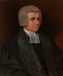 Worcesterin katedraalin tuomiokapitulin pastori John Wingfieldin (1760-1825) muotokuva, puolipitkä, musta puku ja valkoiset kaistaleet.
