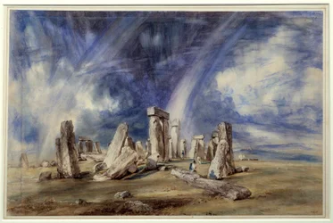 Stonehengen esihistoriallinen paikka (Englanti). John Constablen (1776-1837) maalaus