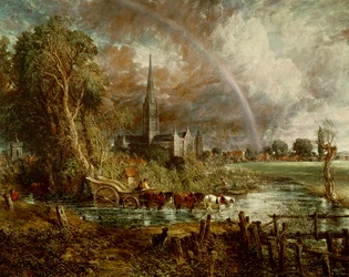 Salisburyn katedraali niityiltä nähtynä, 1831
