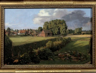Goldingin konstaapelin puutarha, englantilainen maatilamaisema. John Constablen (1776-1837) maalaus 1815 su. 0,33x0,5 m. Ipswich. Kaupunginvaltuuston museo