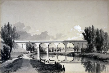 Colne Viaduct, Watford, Hertfordshire, 5. kesäkuuta 1837 (kynä ja muste ja pesu paperille)
