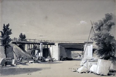 Denbigh Hall Bridge from the Road, 25. kesäkuuta 1837 (kynä ja muste ja pesu paperille)