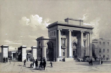 Sisäänkäynti Birminghamin asemalle, syyskuu 1838 (kynä ja muste ja pesu paperille)