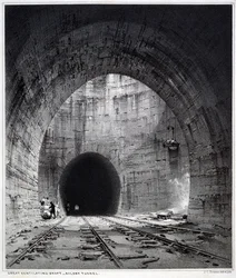 Suuri tuuletusakseli, Kilsby Tunnel, Northamptonshire, 1838 (kynä ja muste ja pesu paperille)