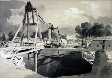 Suuri tuuletusvarsi ja päähine, Kilsby Tunnel, 15. heinäkuuta 1837 (kynä ja muste ja pesu paperille)
