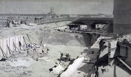 Hampstead Road Bridge, Camdenin puolelta, 16. elokuuta 1836 (kynä ja muste ja pesu paperille)