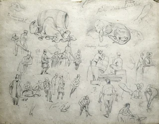 Jackin valkopäinen Bob, Sleeping Beauty, n. 1835-1838 (kynä paperille; yhdistelmäluonnos)