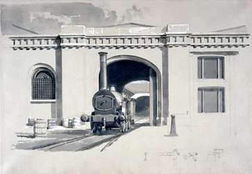 Locomotive Engine House, Camden Town, 1839 (kynä ja muste ja pesu paperille)