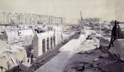 Mornington Crescent - Line rakenteilla, syyskuu 1836 (kynä ja muste ja pesu paperille)