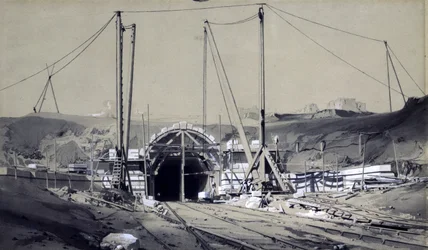 Primrose Hill Tunnel, huhtikuu 1837 (kynä ja muste ja pesu paperille)