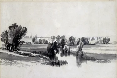 Sowe-joki, lähellä Coventryä, toukokuu 1839 (kynä ja muste ja pesu paperille)