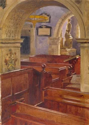 Sisäkuva All Saints Churchista, Chelsea, Lontoo, 1880