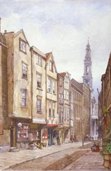Näkymä Drury Courtista, näkymä St Mary le Strandiin, Westminster, Lontoo, 1882