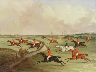 Quornin metsästys täydessä vauhdissa: toiset hevoset, Henry Alkenin (1785-1851) maalauksen mukaan