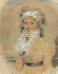 Nuori nainen valkoinen jousi päässä, 1795.