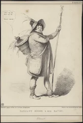 Barnaby Rudge ja hänen korppinsa, kuvitus Charles Dickensin Barnaby Rudgesta, 1841