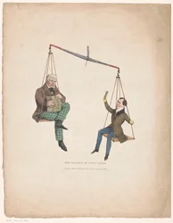 Vaaka ja kirjailijat Walter Scott ja Thomas Moore (esineeseen merkitty nimi)