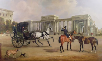 Mr. Massey Stanley avoauton ja hakkerien kanssa Hyde Park Cornerissa, 1833