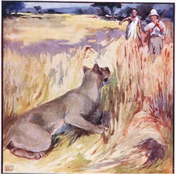 Syvällä murinalla hän katosi kiireisiin (väri litho)